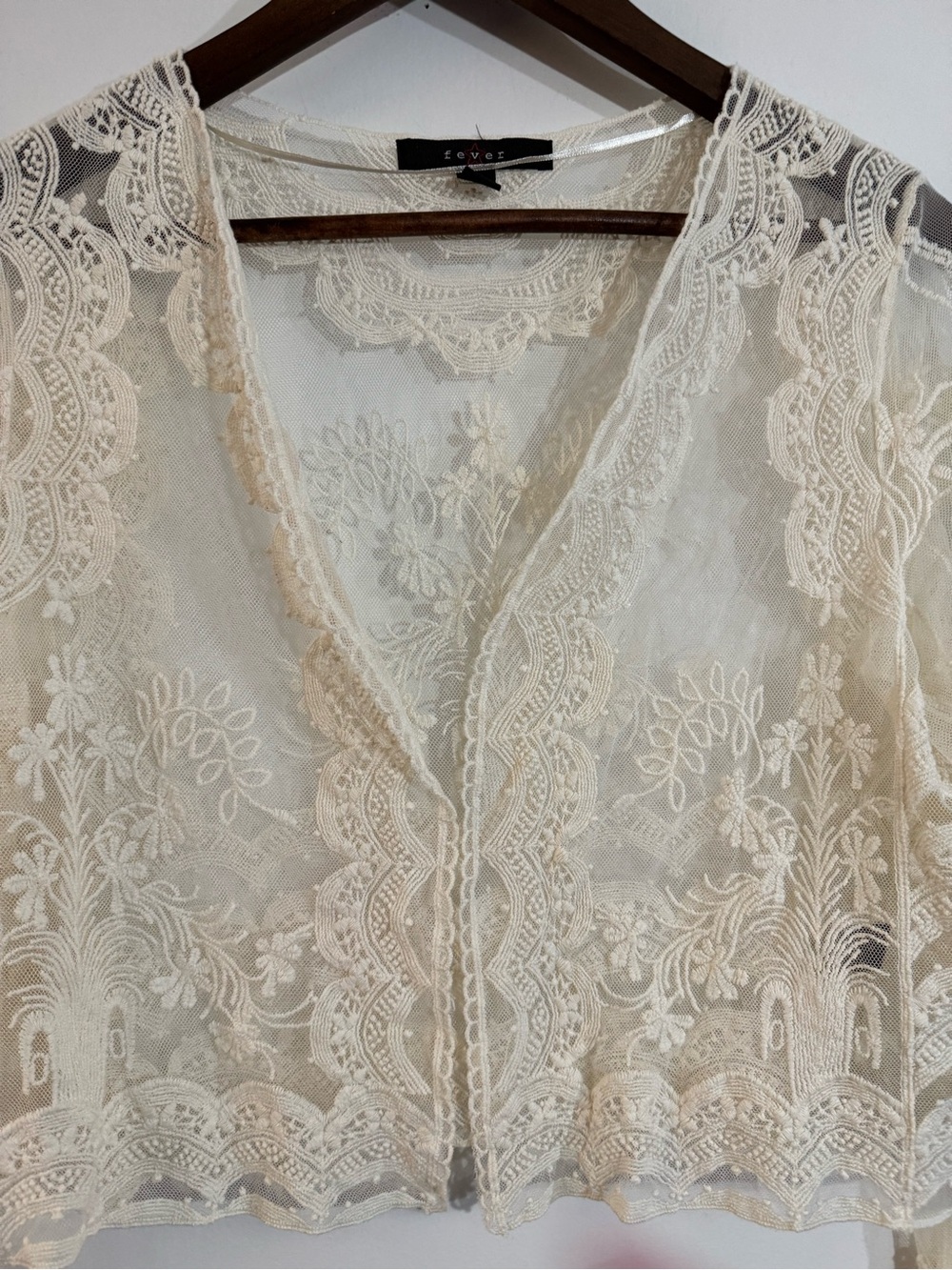 Fever Cream Sheer Lace kimono